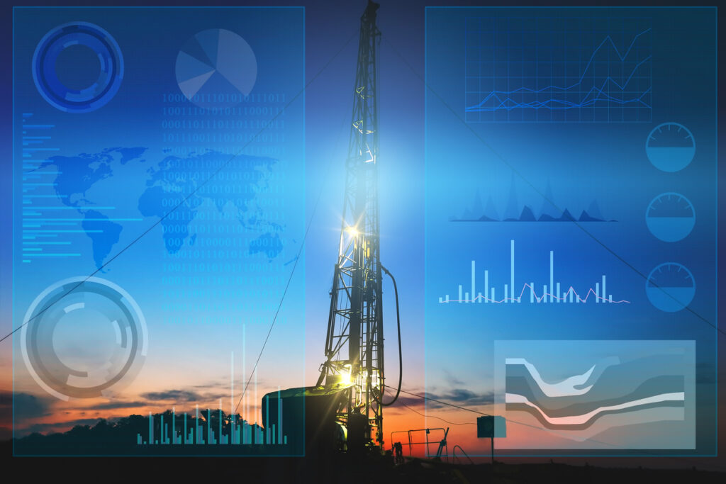 automation of oil and gas production to prevent accidental drilling of wells. The use of artificial intelligence to process and store data when drilling wells and finding productive fields